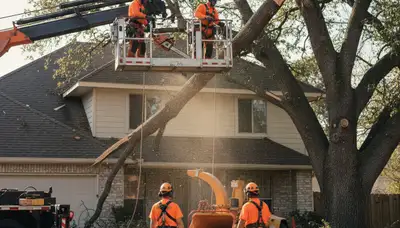 Emergency tree service crew removes storm-damaged tree in Minneapolis, MN