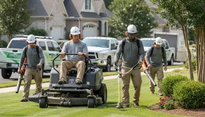 Arbor Tree Care lawn service crew in Minneapolis, MN maintaining healthy residential yards