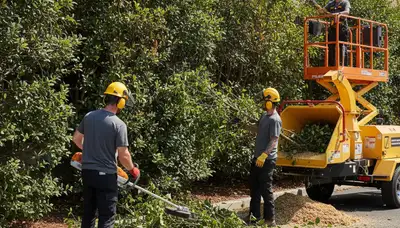 Minneapolis tree crew removing overgrown shrubs for safe, efficient yard clearing