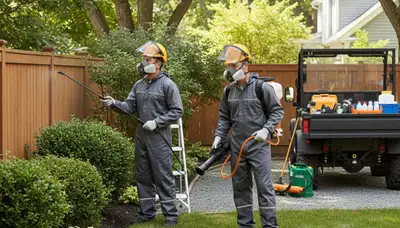 Professional tree service crew providing tick control in Minneapolis, MN yard