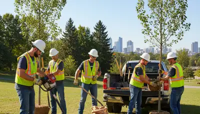 Minneapolis arborist planting a new tree for a tree service project in MN