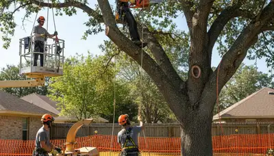 Minneapolis tree removal crew safely removes a dead tree from a residential property
