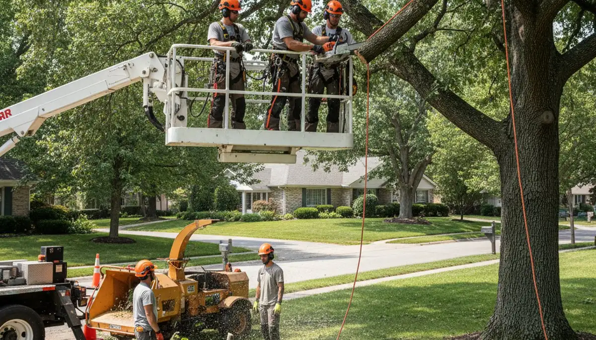 Minneapolis tree removal crew safely removing a dead tree for a local homeowner