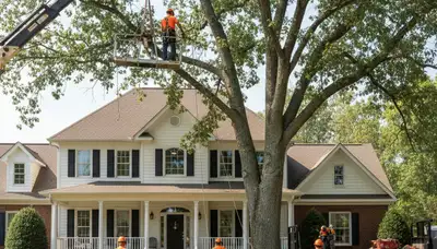 Tree service crew in Minneapolis, MN trimming and removing branches for safe, professional property care