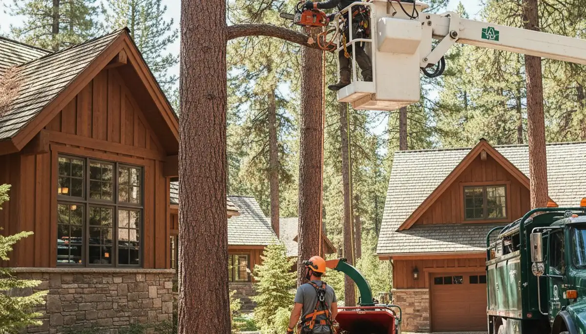 Tree service crew trimming trees in Minneapolis, MN