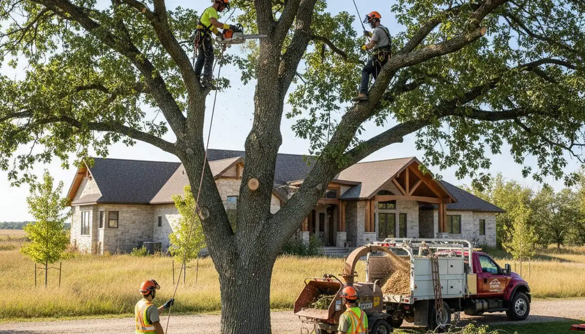 Minneapolis, MN tree trimming crew providing professional tree service on a residential property