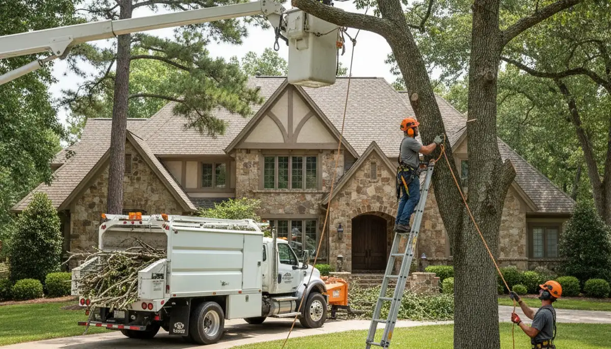 Tree service crew trimming trees in Minneapolis, MN for safe, professional property care