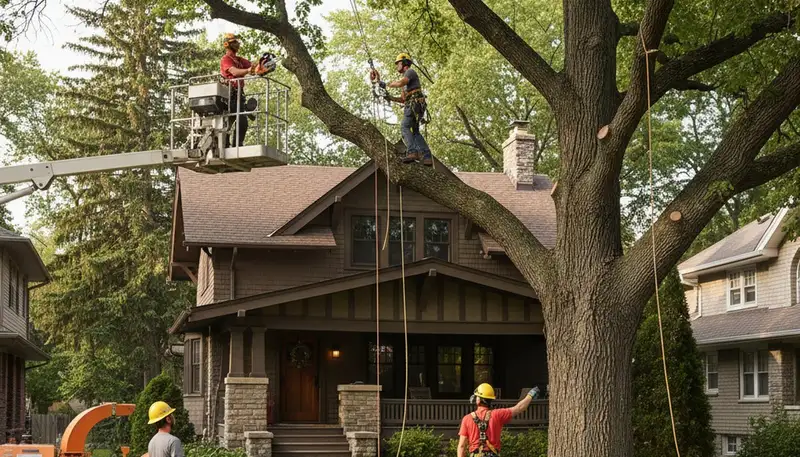 Tree service crew in Minneapolis, MN providing professional tree trimming and care