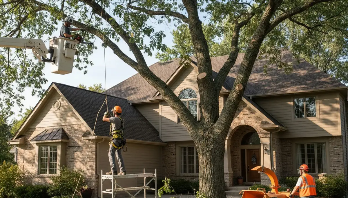 Tree service crew in Minneapolis, MN trimming trees for safe, professional property care