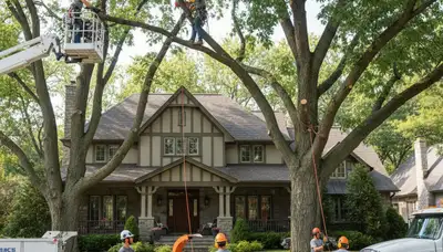 Minneapolis, MN tree service crew trimming trees for safe, professional property care