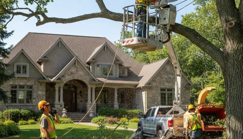 Tree service crew in Minneapolis, MN providing professional tree trimming and care