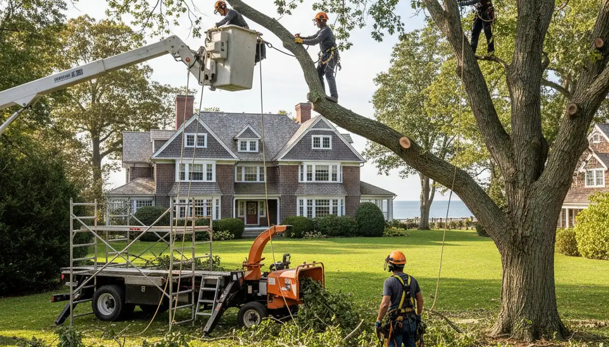 Tree service crew trimming trees in Minneapolis, MN