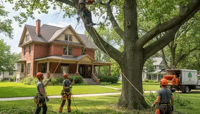 Tree service crew trimming trees in Minneapolis, MN