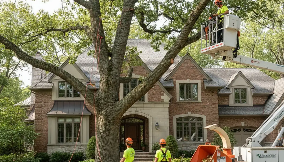 Tree service team trimming trees in Minneapolis, MN for safe, professional property care